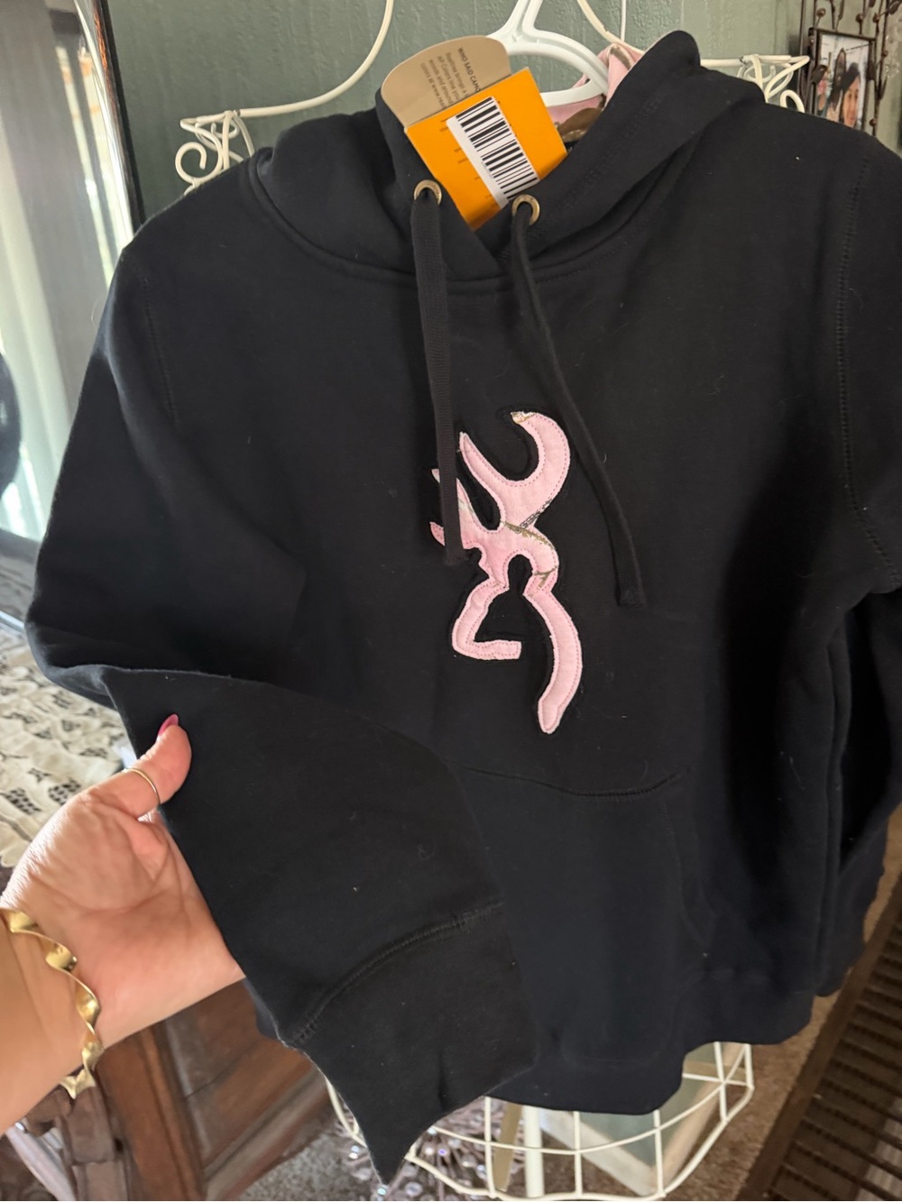 Browning For Her Women's Black & Pink Camo Hoodie Pullover Long Sleeve  L